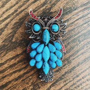 Turquoise Owl Pin/Brooch NWOT